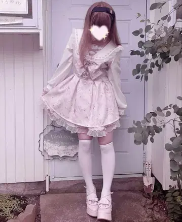 리즈리사 sawing bear 패턴 셋업 핑크