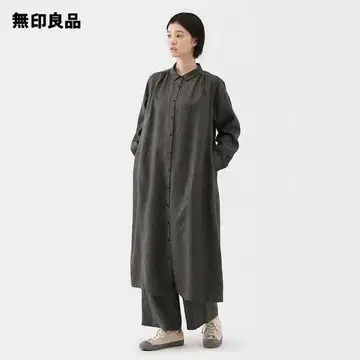 무인양품 린넨 워싱 긴팔 셔츠 원피스