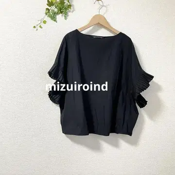 mizuiroind 미즈이로 인드 셔츠 플리츠 블랙 검정 반팔