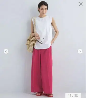 핑크 드라이 터치 와이드 팬츠 새상품 유나이티드 애로우즈