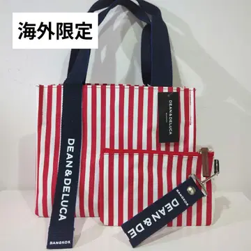 태국 방콕 DEAN&DELUCA 스트라이프 토트 빨간색,