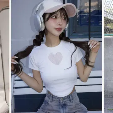 다리치 하트 레이스 컴팩트 티셔츠