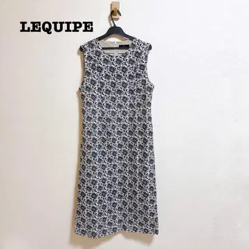 새상품급 LEQUIPE 린넨 100% 플라워 원피스 모노톤
