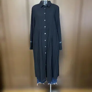 카셰트 긴팔 셔츠 원피스 블랙