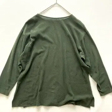 요건 레일 고급 코튼 100% 긴팔 티셔츠 보트넥 그린