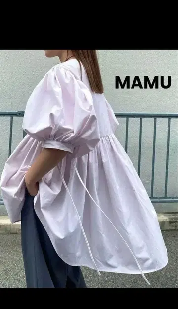 mamu mamu online 벌룬 개더 블라우스 핑크