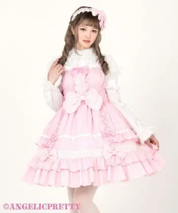 Angelic Pretty 푹신푹신 허니 셔링 점퍼 스커트 세트