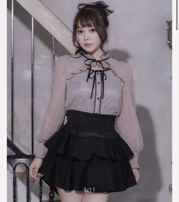 pium 티어드 프릴 도리 미니 스커트