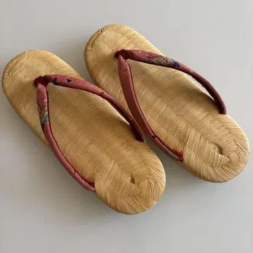 도서 다다미 조리 빨간색 꽃무늬 하나오