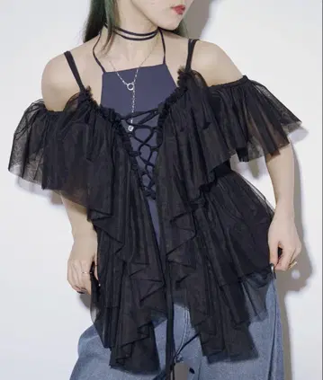Ezick 에직 Multi-layered 레이스업 튤 뷔스티에