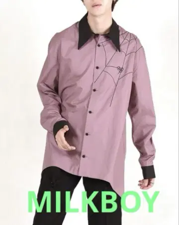 새상품급 MILKBOY 밀크 보이 SPIDER 셔츠 퍼플 다크 로즈 F