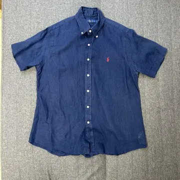 Ralph Lauren 네이비 린넨 반팔 셔츠
