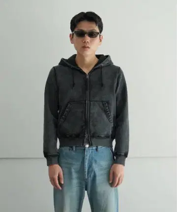 카이코 더블 지퍼 파카 "페이드 블랙" 2