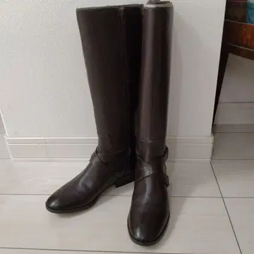 NINE WEST 다크 브라운 가죽 롱 부츠