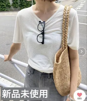 린넨 혼방 저지 컴팩트 TEE 슬로브 이에나 미사용 새상품