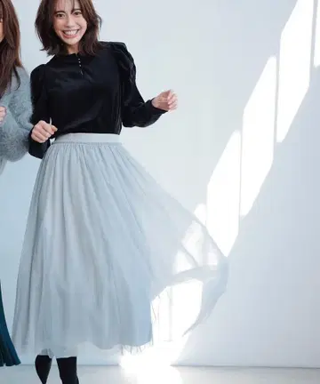 UNFILO 2023AW [세탁 가능] 샤샤 스커트 아이스 그레이 S