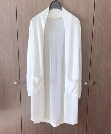 자유구 가디건 화이트 롱 가디건 면