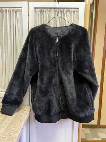 블랙 플리스 보아 자켓