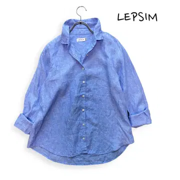 새상품급 LEPSIM 린넨 셔츠 긴팔 블루 L 사이즈 루즈한 사이즈