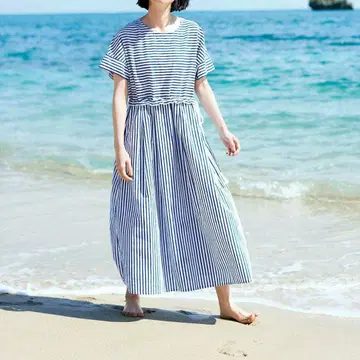 써니클라우드 바다의 색 스트라이프 원피스