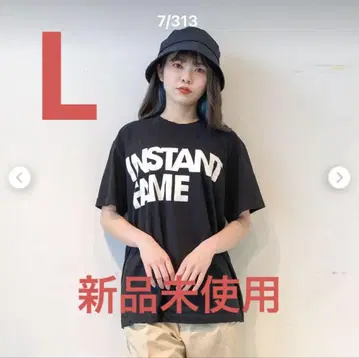 미사용 새상품 INSTANT FAME 티셔츠 L 사이즈 블랙 파마 로고
