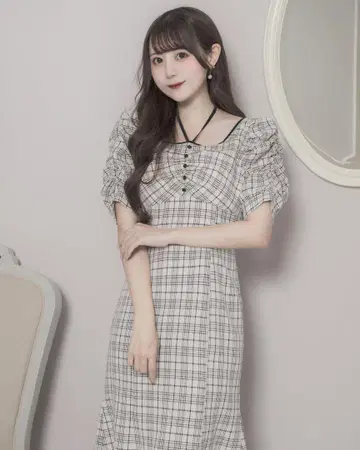 pium 백 컷 머메이드 롱 원피스