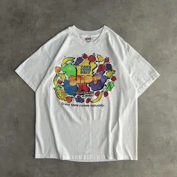 90s 헤인즈 프린트 티셔츠 멕시코제 싱글 스티치 후르츠 과일