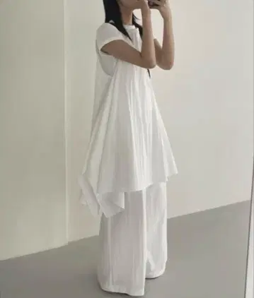 Achic 비대칭 드레이프 셋업 화이트