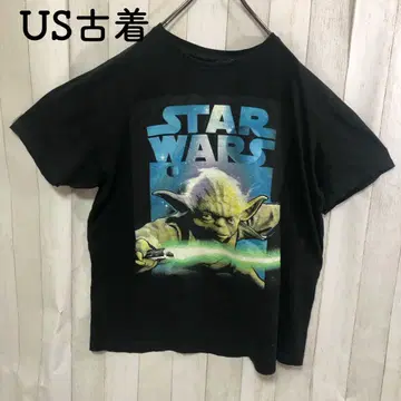 US 구제 티셔츠 블랙 무비 T 영화 스타 워즈 STAR WARS 요다