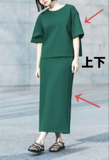 유니클로 크레이프 저지 내로우 스커트 저지 T 셋업