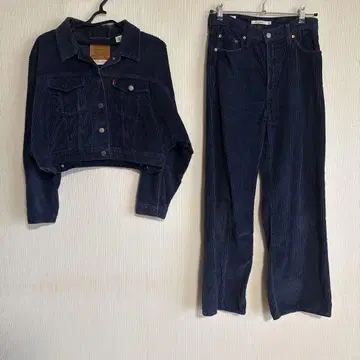 리바이스 네이비 코듀로이 크롭 자켓