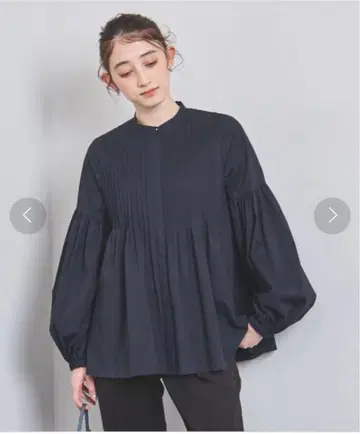 UNITED ARROWS 벌룬 턱 블라우스 네이비 36 택 포함