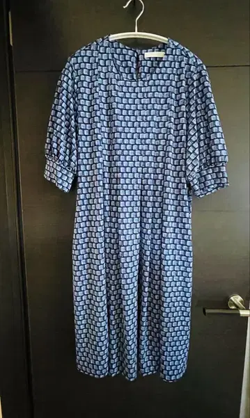 기하학 패턴 반팔 무릎 기장 기장 95cm 원피스 L 사이즈