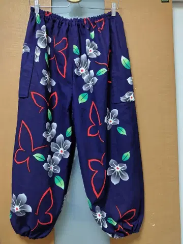 기모노 리메이크, 유카타 천으로 만든 몸빼 팬츠, L