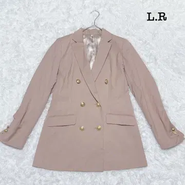 L.R 더블 브레스트 자켓 아우터 골드 컬러 버튼 스트라이프 비즈니스 M