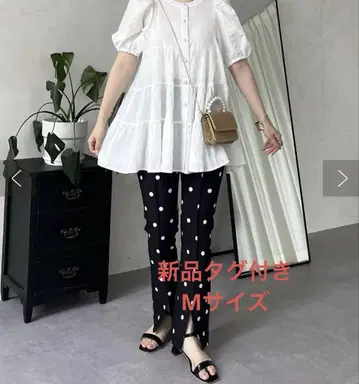 펄 버튼 퍼프 슬리브 셔링 티어드 블라우스
