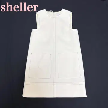 sheller 프론트 포켓 원피스 슬리브리스 화이트