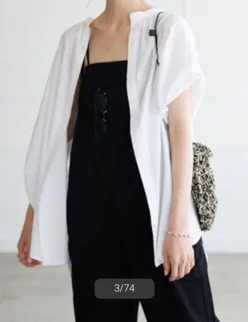 슬로브 이에나 레이온 보일 밴드 카라 블라우스 화이트