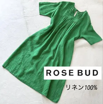 ROSE BUD 로즈버드 린넨 100% 롱 원피스 백 리본