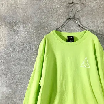 HUF 롱 슬리브 티셔츠 그린 크루넥 소매 프린트