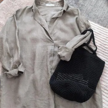 Plage 린넨 카키 스키퍼 셔츠