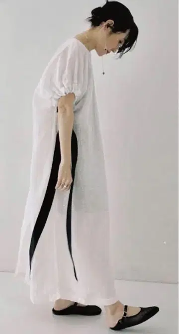 nest Robe 오타니 유키 씨 별주 린넨 볼륨 원피스 화이트