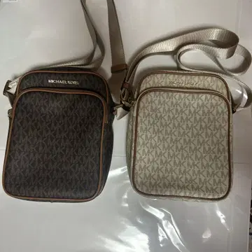 MICHAEL KORS MK 로고 숄더백 화이트 브라운