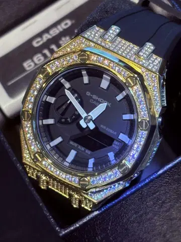 G-SHOCK GA-2100 고무 벨트 커스텀 골드 스톤 설명서 상자