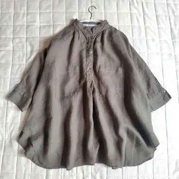 프레임워크 린넨 밴드 카라 풀오버