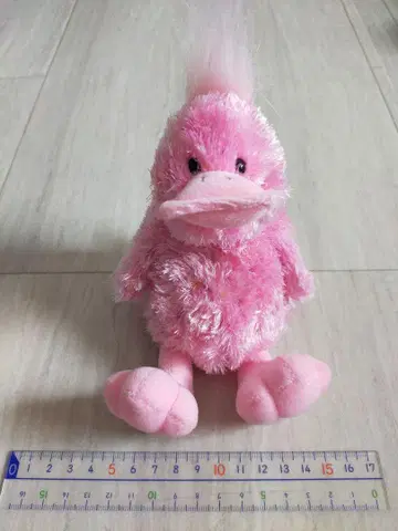핑크 오리 봉제 인형 약 20cm