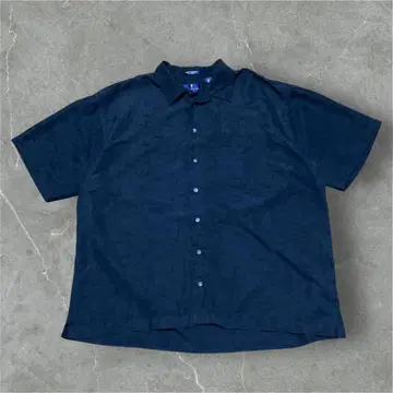 BILL BLASS 블랙 알로하 셔츠 XL 반팔 셔츠 올 패턴