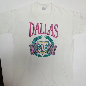 빈티지 90년대 칼리지 DALLAS 티셔츠 화이트 T