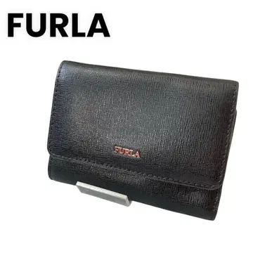 FURLA 훌라 블랙 3단 폴더형 지갑 블랙 가죽 여성용