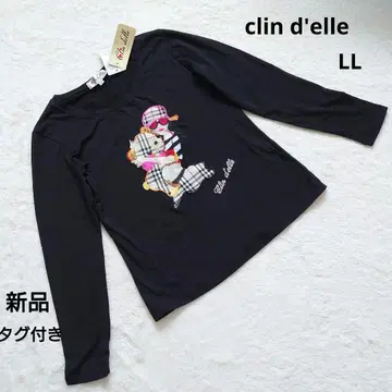 새상품 택 포함 clin d'elle 블랙 자수 긴팔 티셔츠 LL